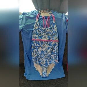 SPYDER Girls M (10) One Piece Swimsuit with Coverup UPF 30+